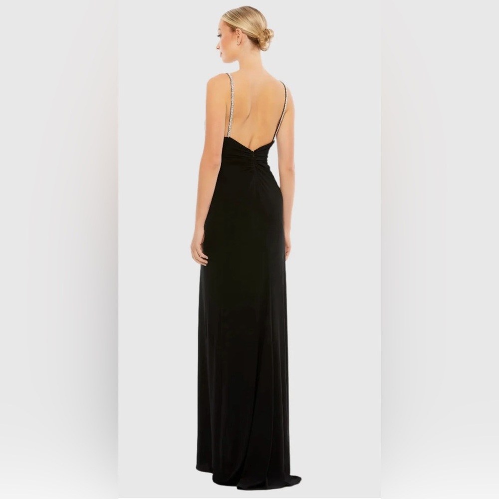NWT IEENA FOR MAC DUGGAL SZ 2 BLACK Faux Wrap With Open Wrap Dress ##26695